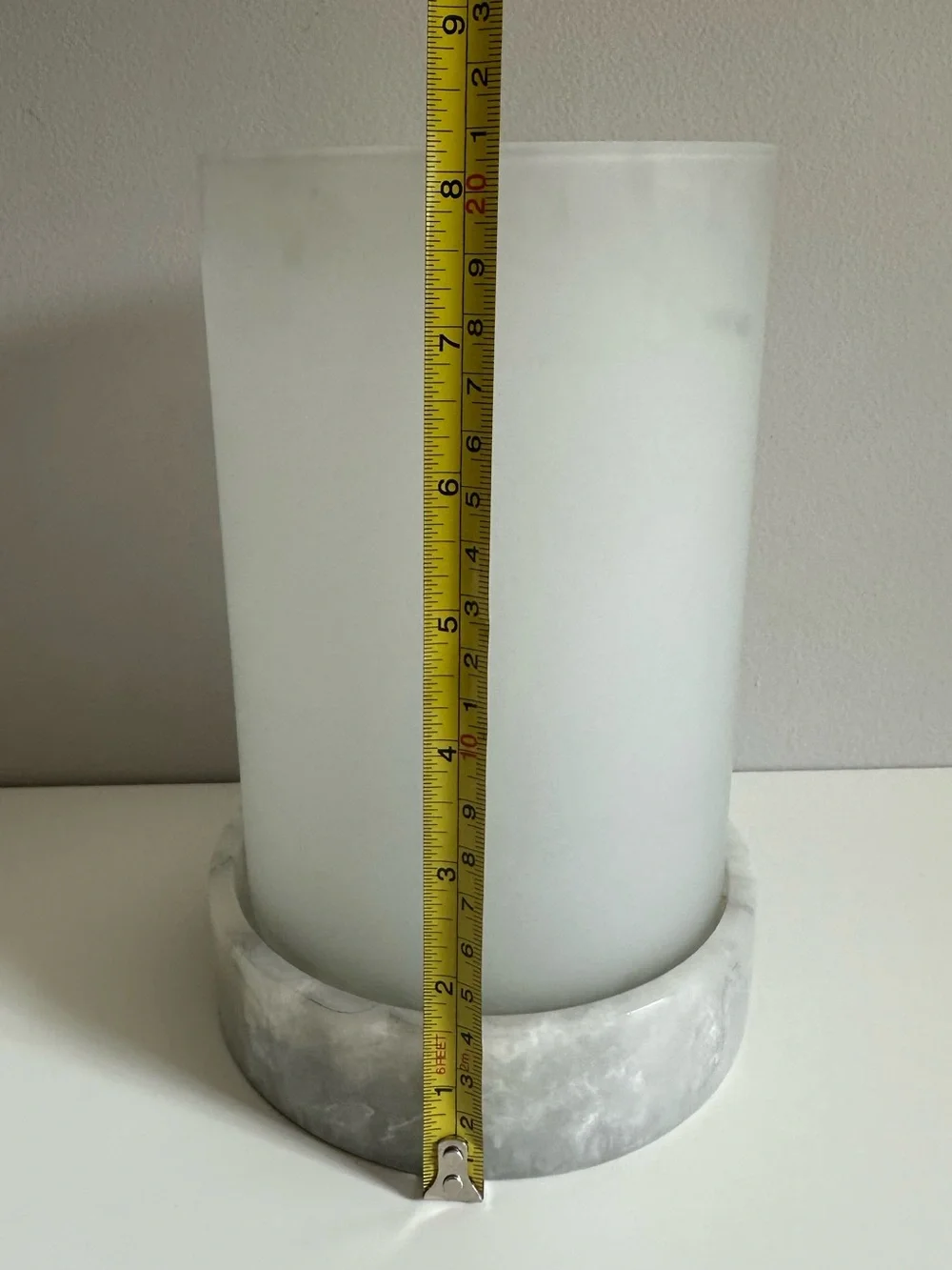 Yankee Candle Frosted Glass Hurricane Candle Holder with Marble Base